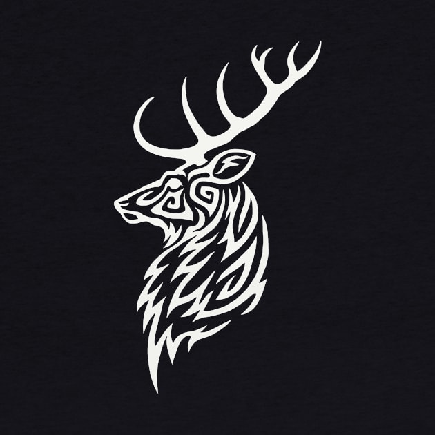 Tribal Stag White by Hareguizer